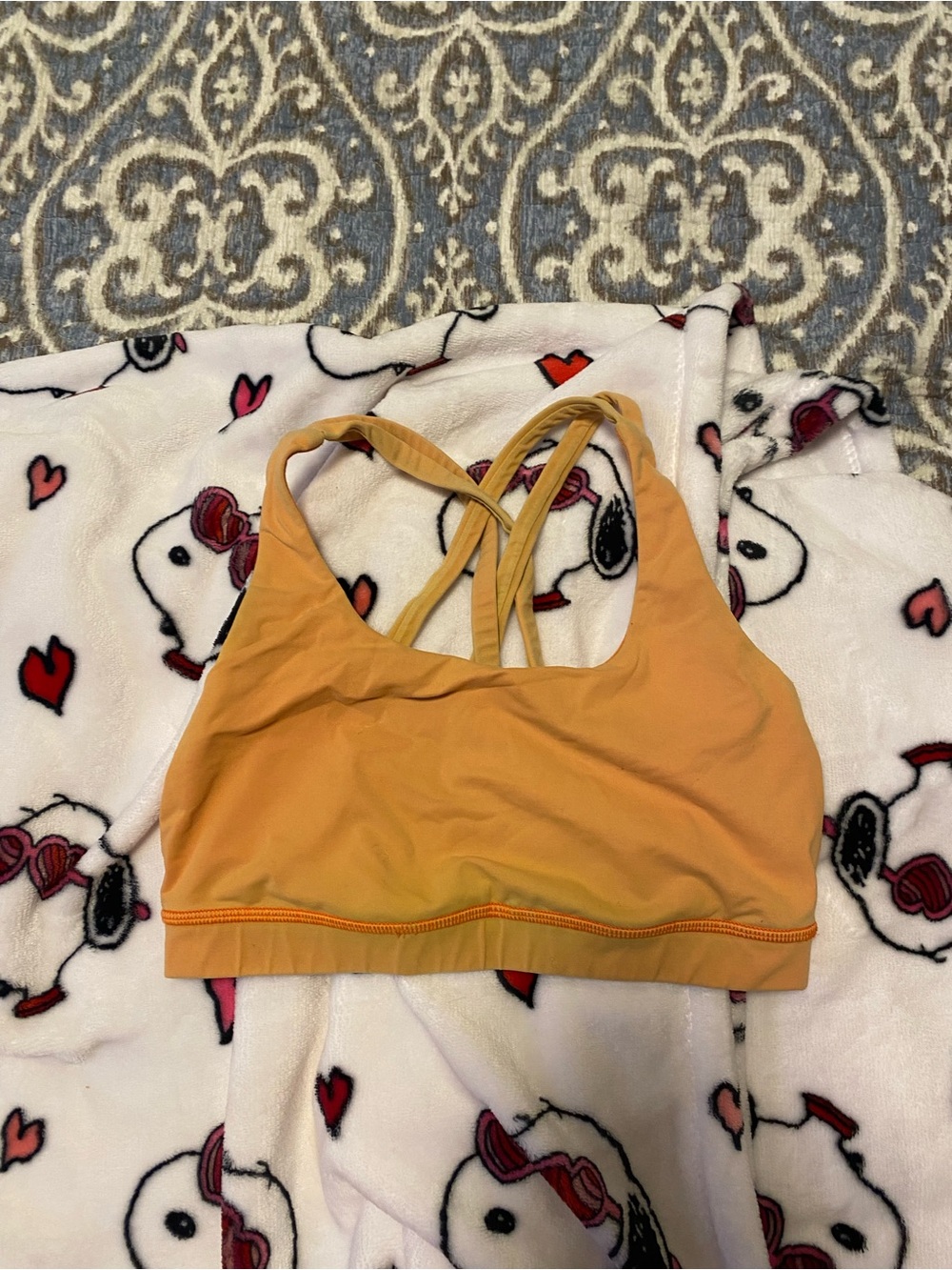 lululemon athletica Strappy Double-Back Sports Bra in Mustard Yellow